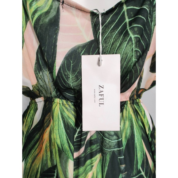 ZAFUL Tropical Leaf Print Cami Mini Dress Size M - Picture 6 of 16